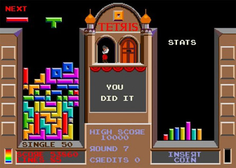 Ventana con la disposición de los elementos del famoso juego, Tetris